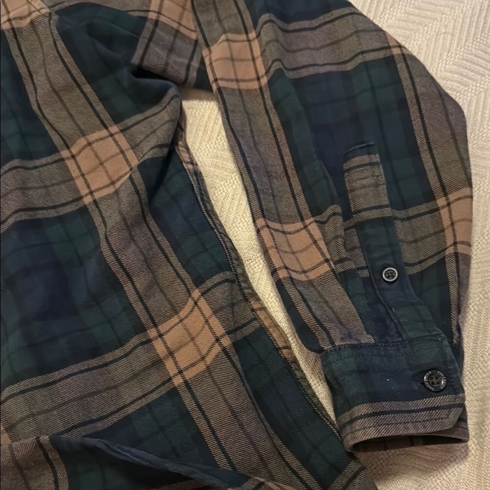 Men's Plaid Shirt - Green and Tan - Picture 5 of 6